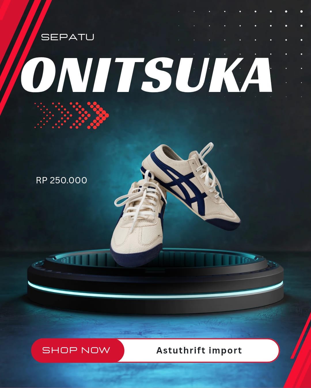 Sepatu ONITSUKA Cream Biru