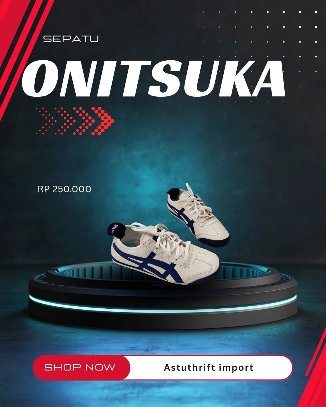 Sepatu ONITSUKA Cream Biru