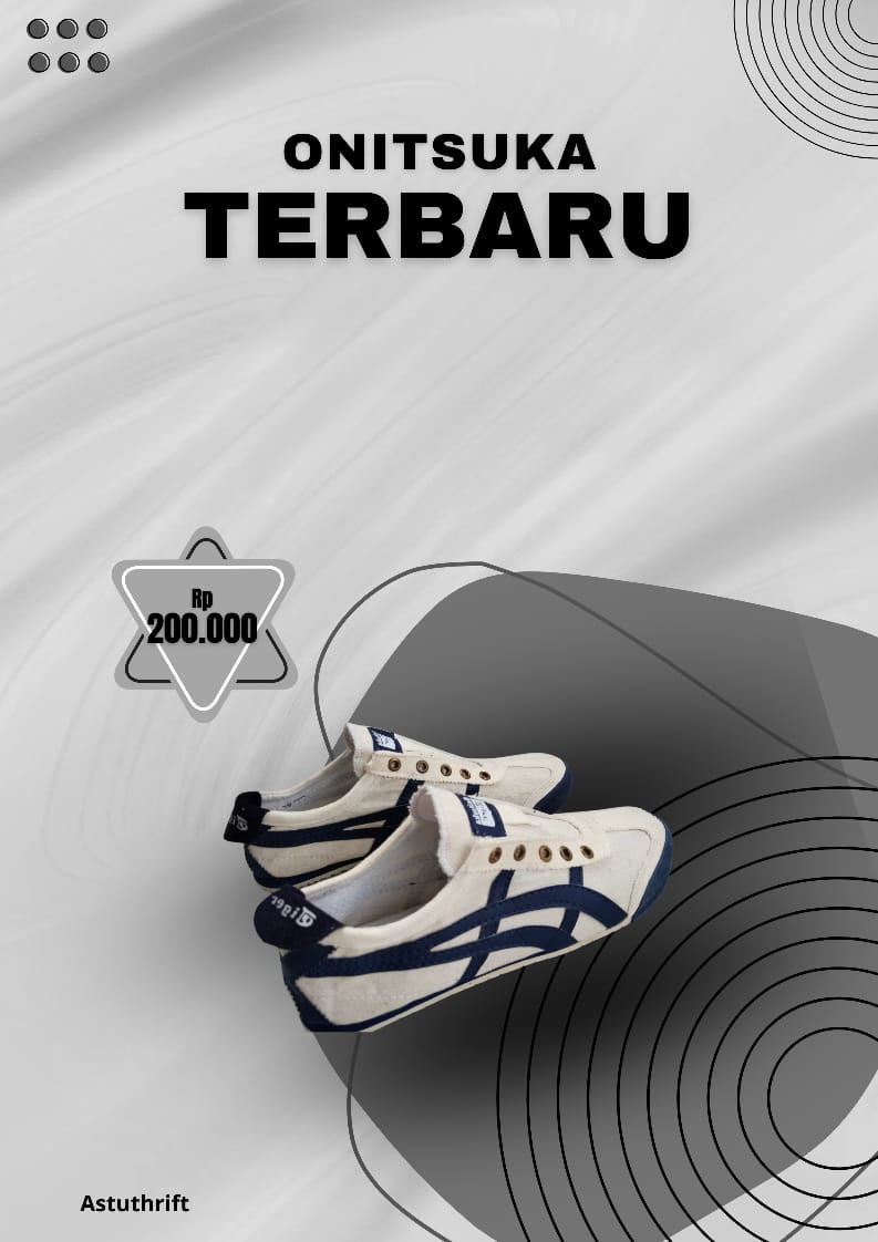 Sepatu ONITSUKA Cream Biru Tanpa Tali