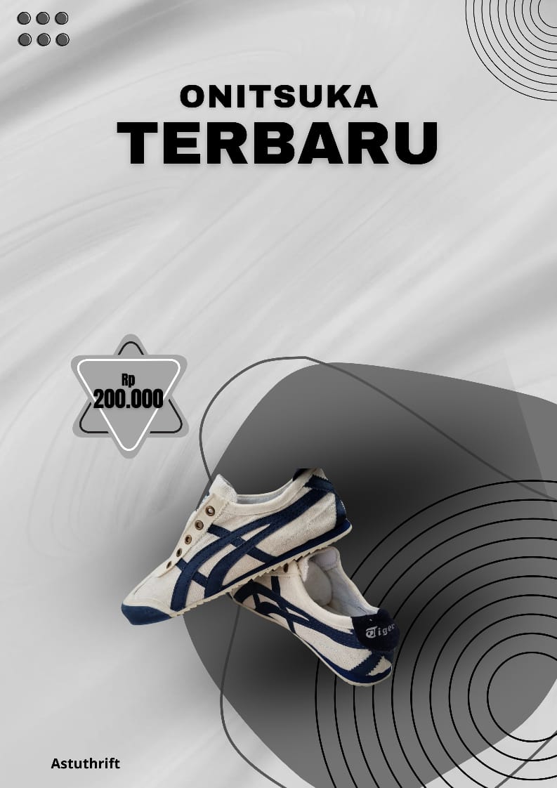 Sepatu ONITSUKA Cream Biru Tanpa Tali