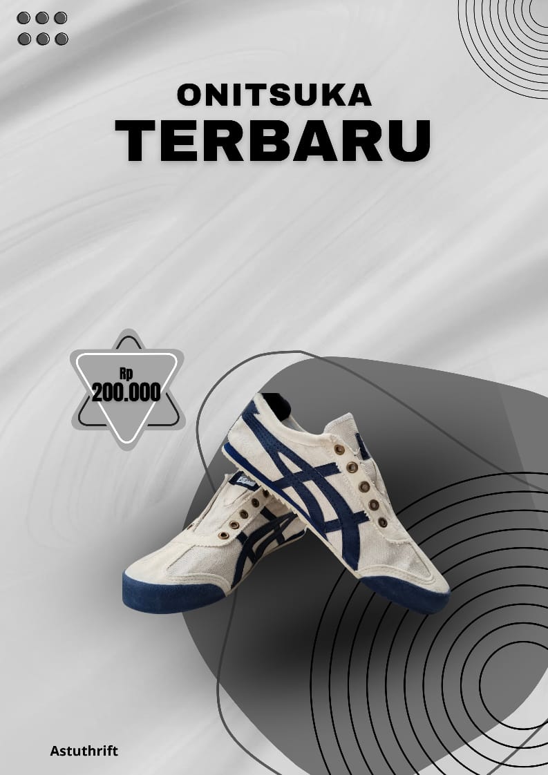 Sepatu ONITSUKA Cream Biru Tanpa Tali