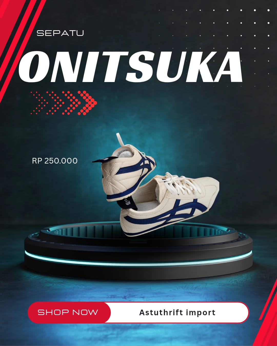 Sepatu ONITSUKA Cream Biru