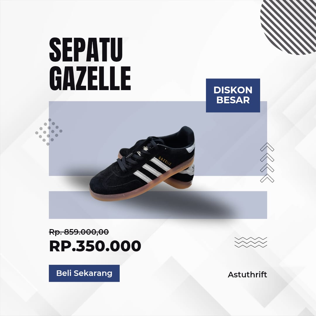 Sepatu ADIDAS GAZELLE Hitam Putih