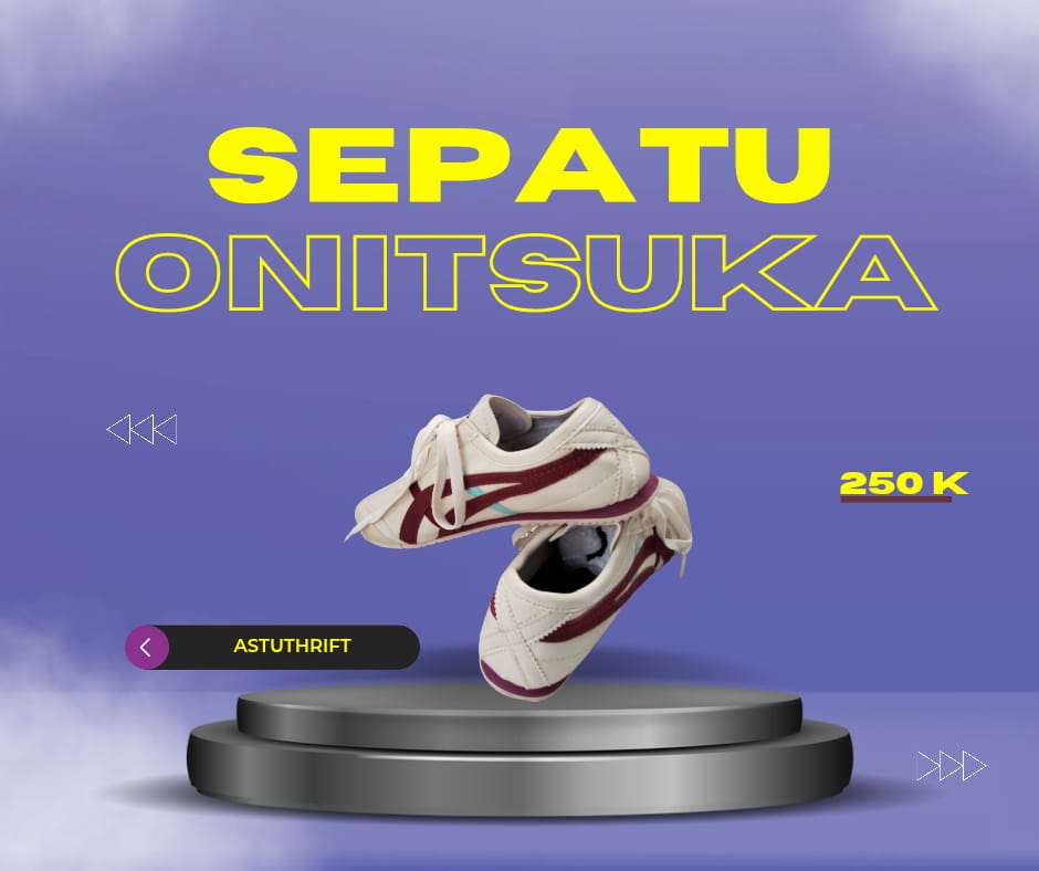 Sepatu ONITSUKA Cream Merah biru