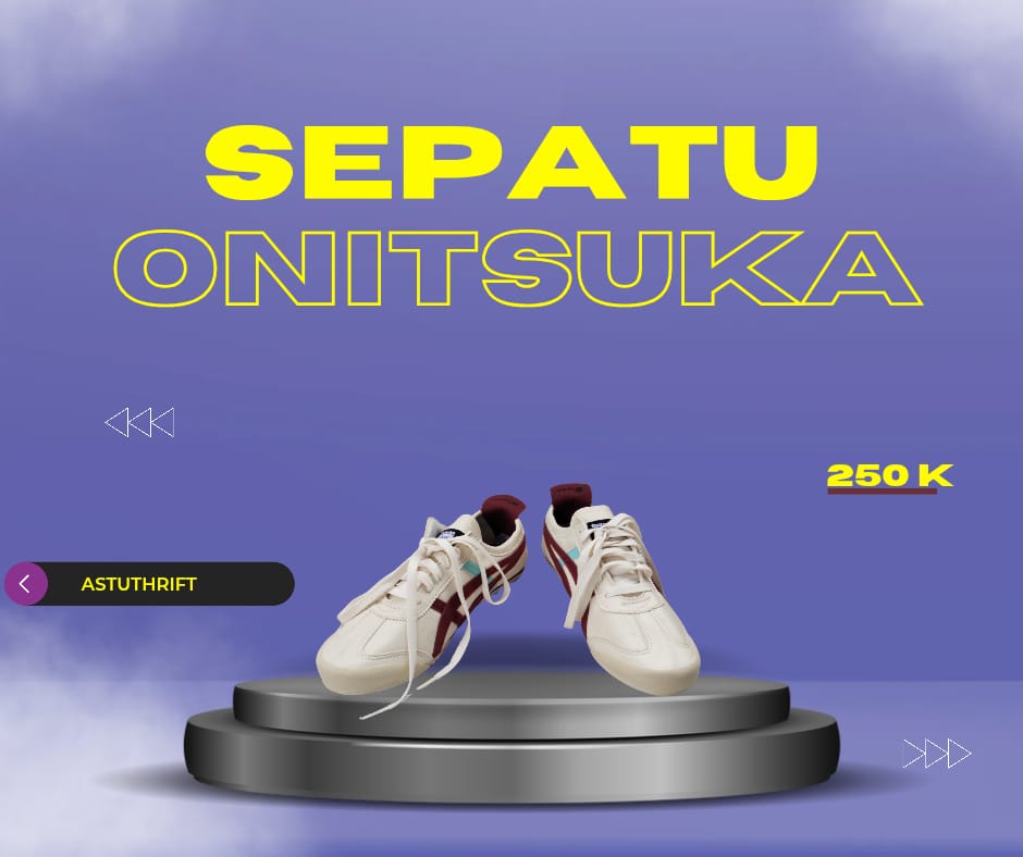 Sepatu ONITSUKA Cream Merah biru