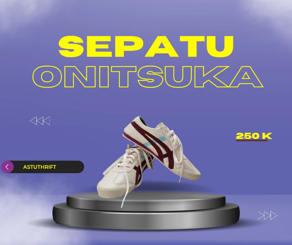 Sepatu ONITSUKA Cream Merah biru